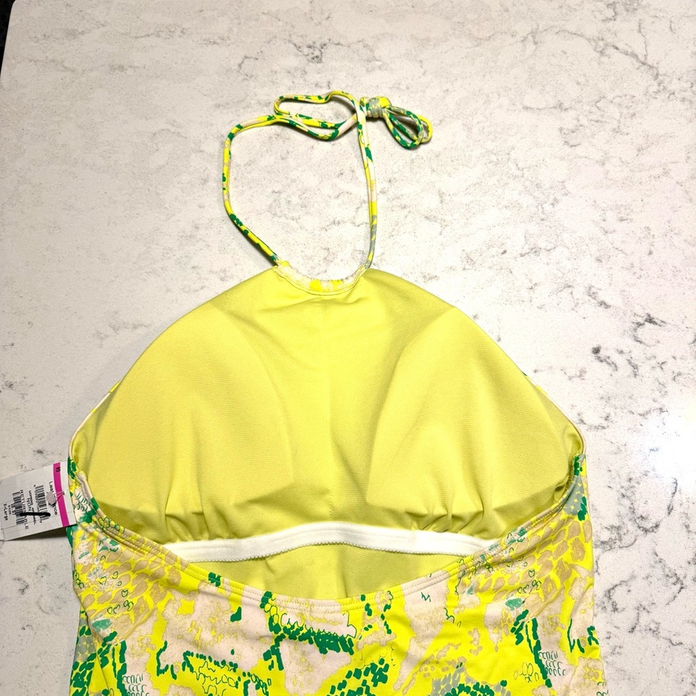 NWT-Women’s Vero Moda Halterneck One-Piece Swimsuit Lime Snake Print Size XL - Picture 7 of 10